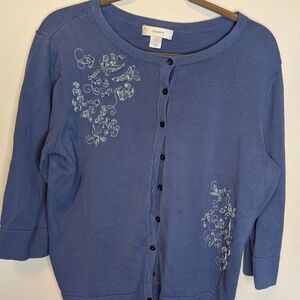 CJ Banks Blue Knit Cardigan
